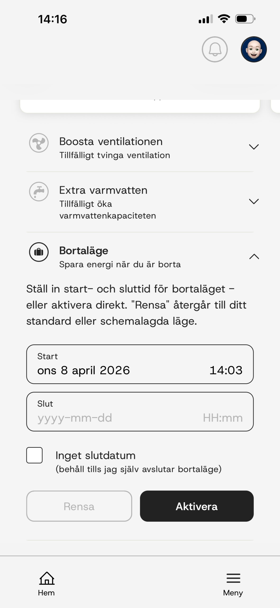 Qvantum App – Away Mode