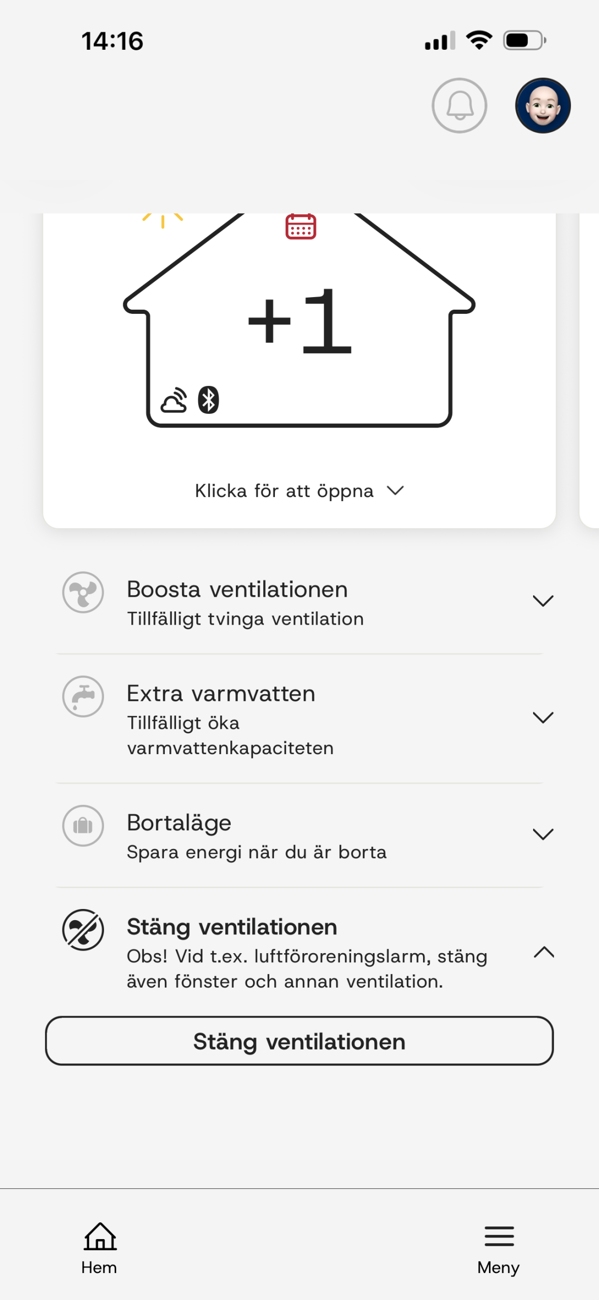 Qvantum App – Close vent